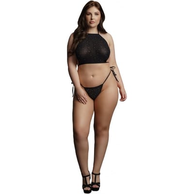 Le Désir Sexy Strass - Erotische Lingerieset - Top En String - Met Steentjes - Plus Size