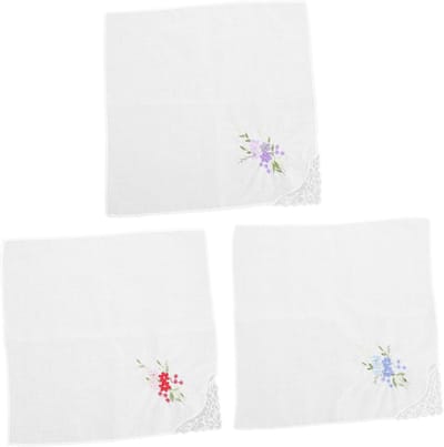 Lace Zakdoeken - Bruiloft Accessoires - Feestelijke Decoratie - Bloemen Borduurwerk - 3 Stuks - Meerdere Kleuren