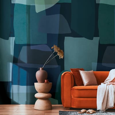 Fotobehang Profhome 782061-GU vliesbehang glad met abstract patroon mat blauw petrol groen zwart 1,59 m x 2,8 m