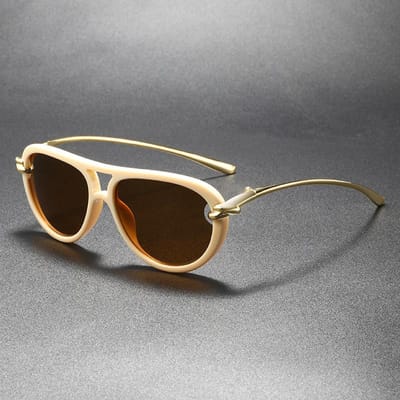 Modieuze Dubbele Brug Piloot Dames Luxe Zonnebril Designer Ovaal Hol UV400 Bescherming black