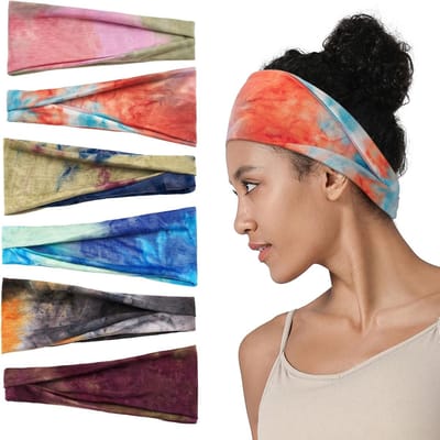 Set van 6 Elastische Haarbanden voor Dames met Bloemenprint - Ideaal voor Yoga, Fitness en Hardlopen