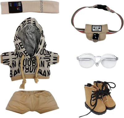 Hiphop Kleding Set voor 20cm Pluche Poppen - Hoodie, Broek, Accessoires