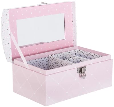 Atmosphera Sieradenkistje Pink Romance - 20 x10 x 12 cm - roze - Juwelenkistje met deksel en spiegel - Meisjes/meiden