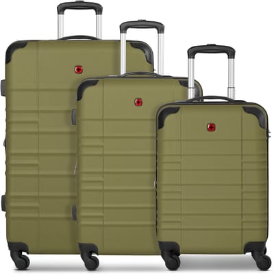 Wenger Amplar Evo 4 wielen Kofferset 3-delig met uitbreidingsplooi - Harde bagage - Combinatieslot - olive