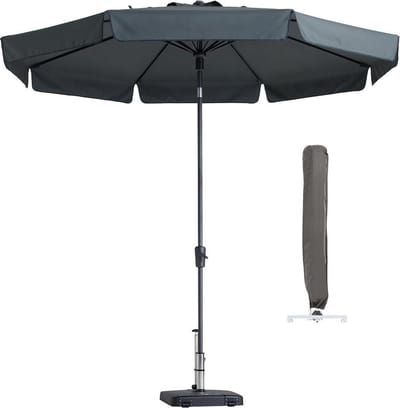 Parasol Rond Grijs 300cm met hoes | Madison Flores | Topkwaliteit kantelbare en ronde parasol | 100% Polyester