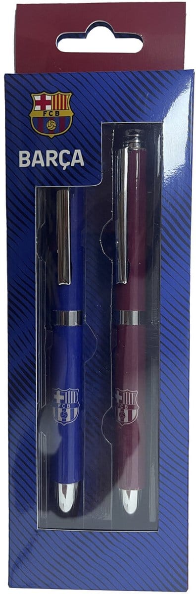 FC Barcelona Balpenset – Set van 2 – Officieel Gelicentieerd – Blauwe Inkt – Cadeauverpakking