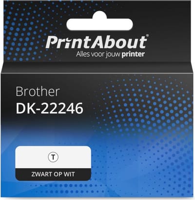 PrintAbout huismerk Etiket DK-22246 Zwart op wit (103 mm) Geschikt voor Brother