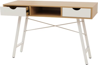 Bureau MCW-E92, kantoortafel computertafel, 3D-structuur 120x60cm ~ naturelbruin wit