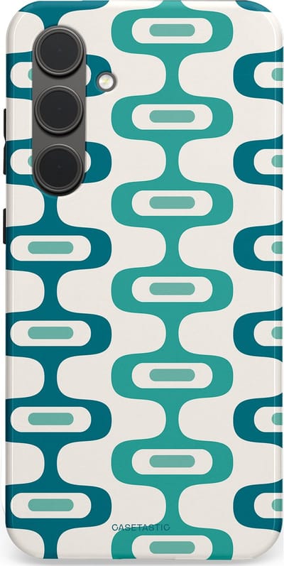 Casetastic hoesje geschikt voor Samsung Galaxy S24 Plus - Dubbellaagse bescherming - Vormen vibe - Fashion Case - Wit Petrol Lichtgrijs Mintgroen