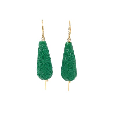 Pat's Jewels Oorbellen - Oorbellen Dames - Doortrek Oorbellen - Satement Oorbellen - Groen hanger - Goud