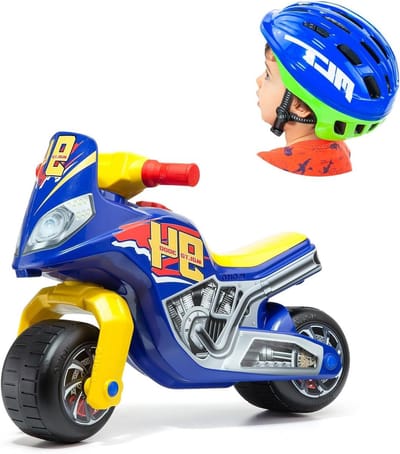 Loopmotorfiets - Kindermotor - Buiten spelen - Inclusief helm - 62 x 35 x 46 cm - Blauw