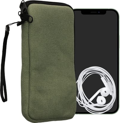 kwmobile Telefoontasje geschikt voor XL - 6,7/6,8" smartphones - Universeel smartphone hoesje van canvas - 17,2 x 8,4 cm - In olijfgroen