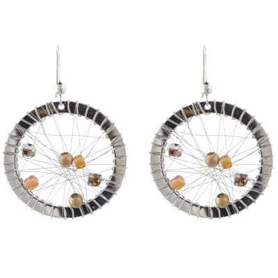 Behave - Geweven ronde oorbellen zwart bruin - Retro stijl - 5 cm