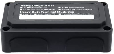 Dailygoods - Zwarte 300A Bus Bar Box - Heavy-Duty Stroomverdeelblok - 4 M8 Studs - Accu Aansluitblok - 12V - 48V DC - Voor Marine en Auto