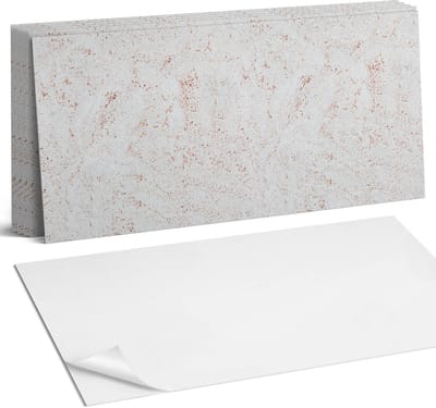 Coloray Plaktegels - Natuursteenpatroon Wandtegel Zelfklevend - 60 cm x 30 cm - Romig Plaktegels - 6 stuks - Rechthoek PVC Tegels - Plaktegels Keuken - Zelfklevende Vloertegels Badkamer - Vinyltegels Vloer Zelfklevend - Zelfklevende Wandtegels