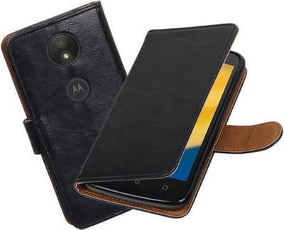 BestCases.nl Motorola Moto C Plus Pull-Up booktype hoesje Zwart