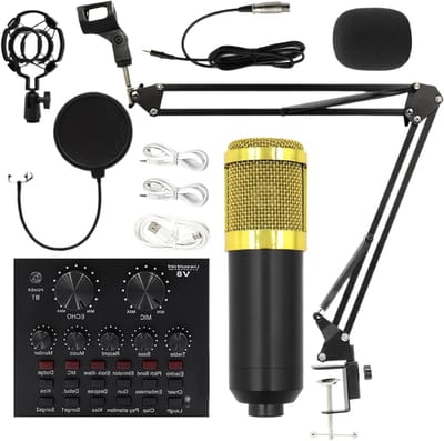 Livestreaming Microfoon Set - Opname Kit - Live Streamen - Complete Opnameapparatuur - 42.01 x 20.5 x 6.5 cm - Goud