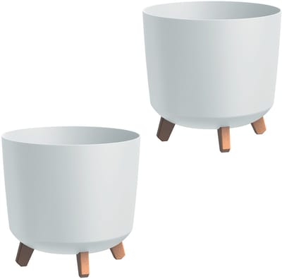 Prosperplast Gracia Tubus - Bloempot set van 2 stuks - op pootjes - Met irrigatie inzet - hoogte 28.5cm - Wit