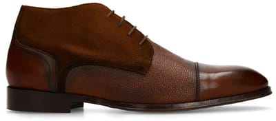 Black label - Heren - Bruine leren veterschoenen met suède zijkanten - Maat 45