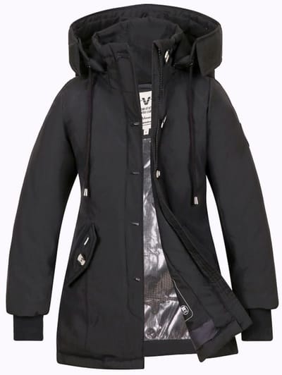 Versano Harper Meisjes Parka 3 kwart lange Winterjas 02 Maat 86 t/m Maat 92 - Zwart