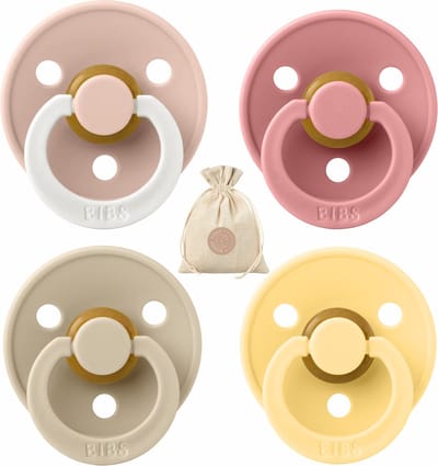 BIBS fopspenen - T1 -Dusty Pink, Pale Butter, Vanilla, Glow Blush -0-6 maanden - spenen - speen - fopspeen - BolleToet speenzakje