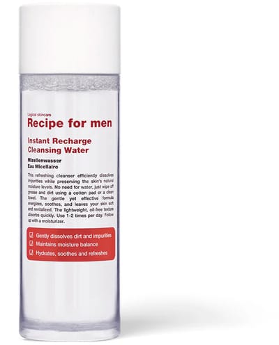 Recipe For Men - Milde Hydraterende Reinigingslotion - Instant Recharge Cleansing Water, 100 ml