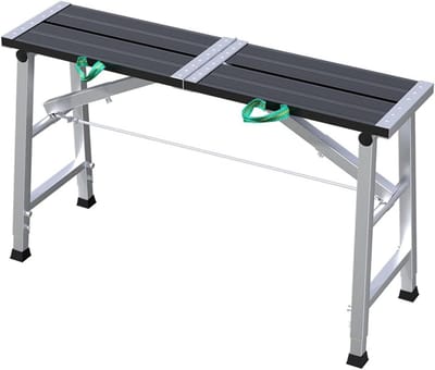 Werkplatform Steiger - Opvouwbare Werkbank - Schilderen en Klussen - In Hoogte Verstelbaar - 600 LBS Laadvermogen - Aluminiumkleur