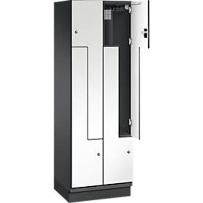 C+P Z kast Cambio, 2 vakken, met sokkel, B 600 x D 525 x H 1980 mm, zwart-grijs/wit