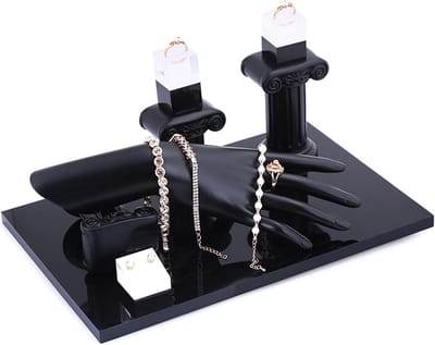 Sieradenhouder Set - Display Organizer - Sieraden Opbergen - Elegante Hars Handvorm - 24x14 cm Handmodel - Zwart