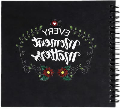 Creatief Scrapbook met Ringband, DIY Fotoalbum voor Stempels, Treinkaarten en Foto's, Zwart, 17 x 17 cm, Perfect voor Herinneringen en Creatieve Projecten