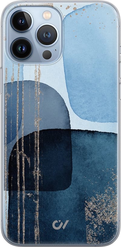 Hoesje geschikt voor Apple iPhone 13 Pro Max - Blue Abstract Shapes - - Blauw - Apple - Casevibes