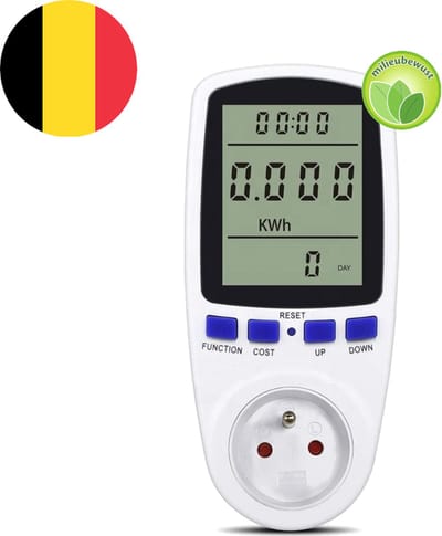 YUWO® Energiemeter voor Stopcontact – Verbruiksmeter – Wattmeter & kWh Meter met LCD Scherm – Sluipverbruik Meter & Kosten Inzicht – Digital Plug & Play (België)