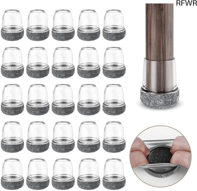RFWR® Siliconen Stoelpootbeschermers voor Meubels - 24 Stuks met Grijze Vilten Pads - Bescherm Uw Vloeren tegen Krassen