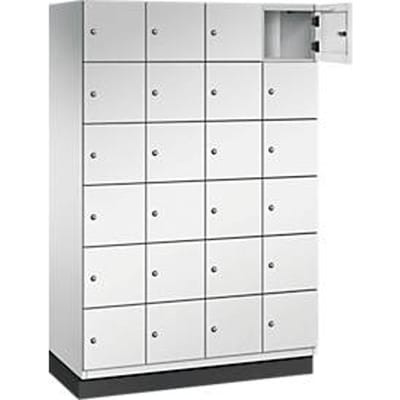 C+P Cambio lockerkast, 4 vakken, 24 vakken, met plint, B 1200 x D 525 x H 1980 mm, lichtgrijs