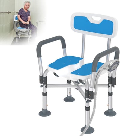 Thuys – Douchekruk – Met Armsteun – Douchekruk – Extra Stevig – Wit – Blauw En Grijs