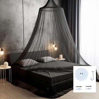 Klamboe 2 Persoons Zwart – Versleuteld Koepelvormig Muggennet – 1,8‑2m Bed – Enkele Deur – Geen Installatie – Slaapkamerdecoratie