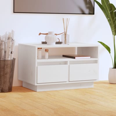 vidaXL - Tv-meubel - 60x35x37 - cm - massief - grenenhout - wit