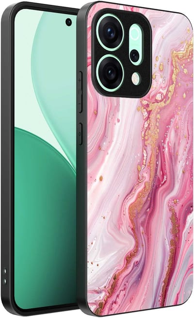 Geschikt voor Oppo Reno 14 Telefoonhoesje met marmer opdruk - TPU backcover case marble design - Roze - Smartphonica geschikt voor Oppo Reno 14