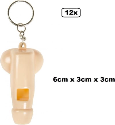 12x Sleutelhanger fluitje penis - Thema feest uitdeel fun festival party verjaardag fluit