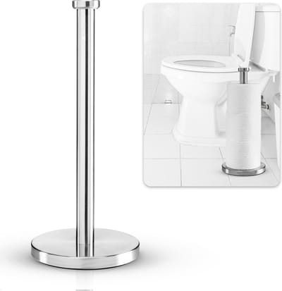 WC Rolhouder Staand - Reserverolhouder zonder Boren - Vrijstaande Toiletrolhouder - Toiletbutler Rvs - Zilver