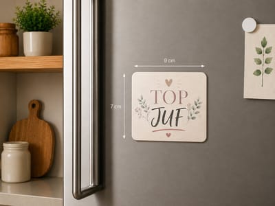 Koelkastmagneet MDF Top Juf – Magneet 9x7 cm – Bedankje voor Juf – Cadeau Einde Schooljaar