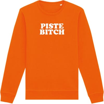 Piste Bitch wintersport sweater oranje S - soBAD. | Foute apres ski outfit | kleding | wintersporttruien | wintersport dames en heren
