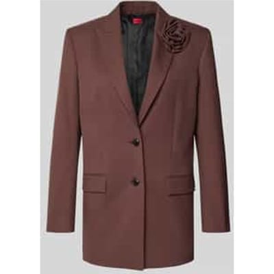 Relaxed fit lange blazer met bloemenbroche, model 'AROSEA'