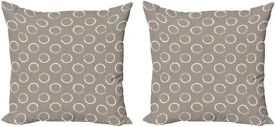 ABAKUHAUS Taupe-Wit Kussenhoes 2x40x40 – Dubbeldruk Microfaser
