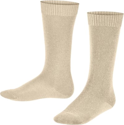 FALKE Comfort Wool lang eenkleurig wol kniekousen kinderen beige - maat 27-30