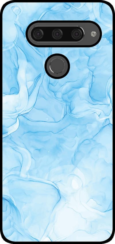 Smartphonica Telefoonhoesje Geschikt voor LG V40 met marmer opdruk - TPU backcover case marble design - Lichtblauw geschikt voor LG V40