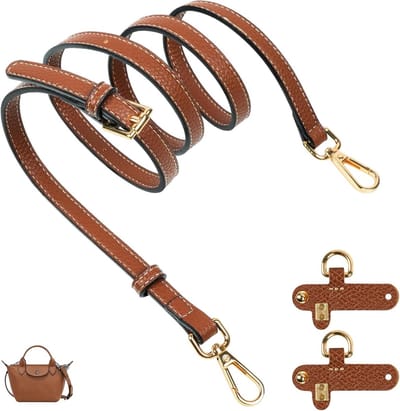Verstelbare leren schouderband voor mini tassen, 1.2 cm breed, ideaal voor crossbody en handtassen, perfect voor dagelijks gebruik