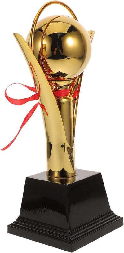 Gouden Beker - Sportprijs Trofee - Prestaties Vieren - Metaal Plastic Materiaal - 31.5 cm Hoog - Goud