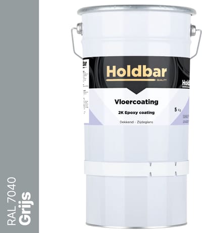 Holdbar Vloercoating Grijs (RAL 7040) 5 kg - Vloerverf - Alle kleuren - Voor Binnen en Buiten - Slijtvast - UV-bestendig - Gemakkelijk te reinigen - 2 Componenten Verf