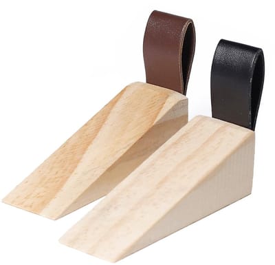 Dailygoods- Deurstopper Antislip - Houten Deurbuffer - Deurvastzetter - Deurstopper voor Binnen - Deurstopper Zelfklevend - 2 Stuks 10x3x3 cm - Deurwig